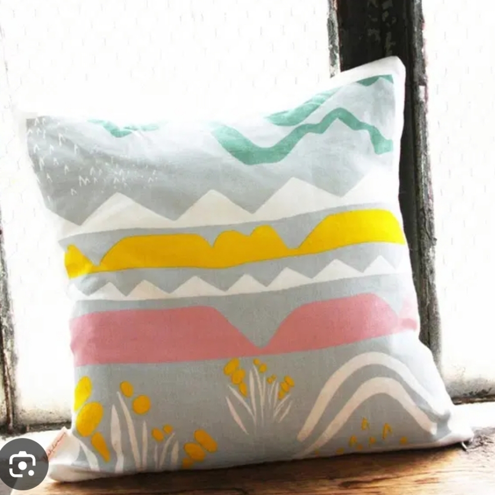 Leah Duncan Pottery Barn Cream Pastel Modern Art Fabric Pillow Cover